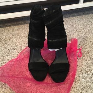 Black suede heels