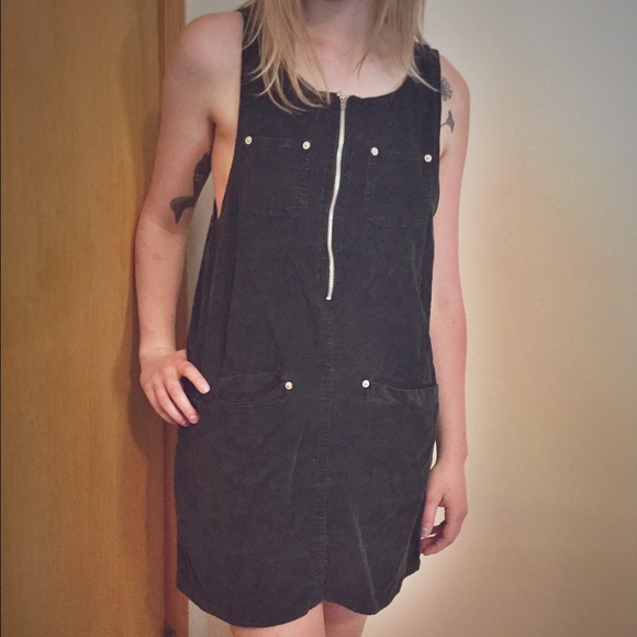 Black Corduroy zipup dress