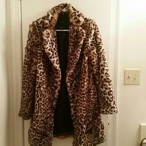 Faux gur leopard print jacket