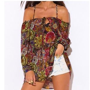 Sheer Tunic Top Cover Up Sizes Small / Medium New