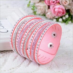 NEW Pink Cuff Leather Crystal Cuff Bracelet!
