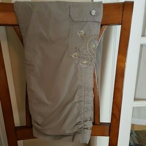 Cute Capris with Rhinestone and Stitching Detail