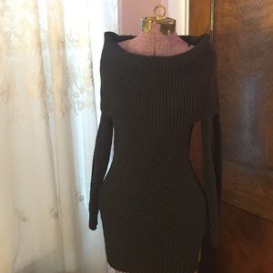 Guess off-the-shoulder cable knit sweater dress