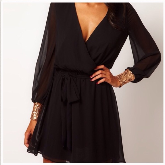 ASOS Dresses & Skirts - ASOS Wrap Dress with Gold Sequin Cuff