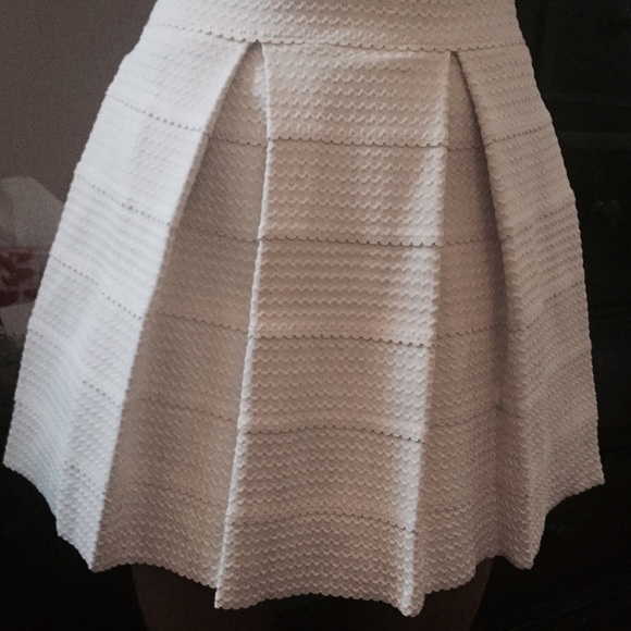 high waisted cream Quilted Skirt