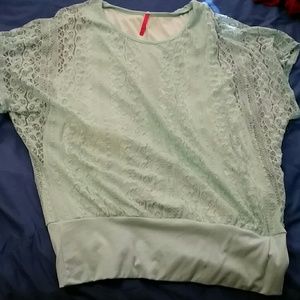 Mint green lace blouse