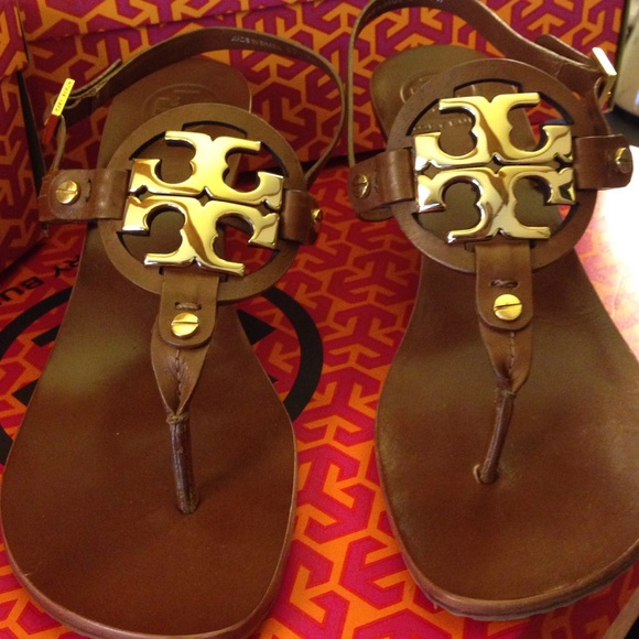 Tory BURCH sandals tan big logo sz 7 - Picture 4 of 4