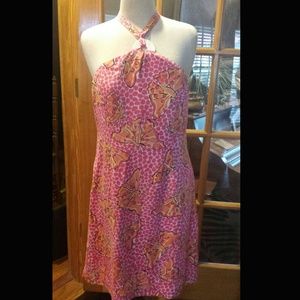 SUMMER FUN ☀️Size 8 pink yellow butterfly halter dress
