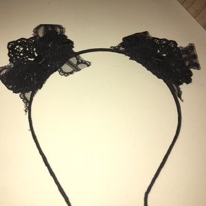 A black cat ears headband with lace