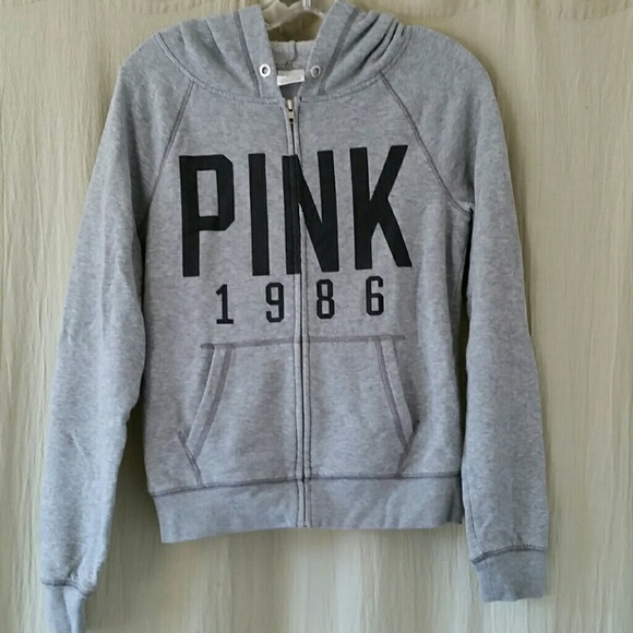 PINK zip up logo hoodie