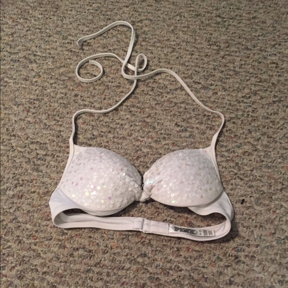 Victoria's Secret Push-Up White Sequin Bikini Top