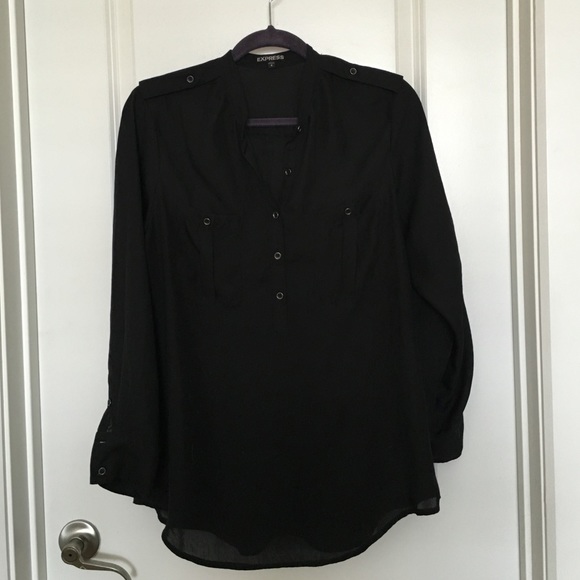 Black silky military top