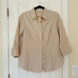 NWT No Iron Beige Blouse Medium
