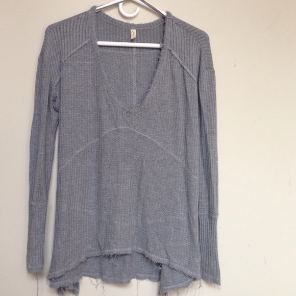 Free People Grey Long Sleeve Top