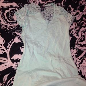 light blue tee shirt