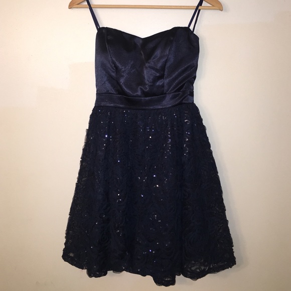 Blue strapless homecoming dress