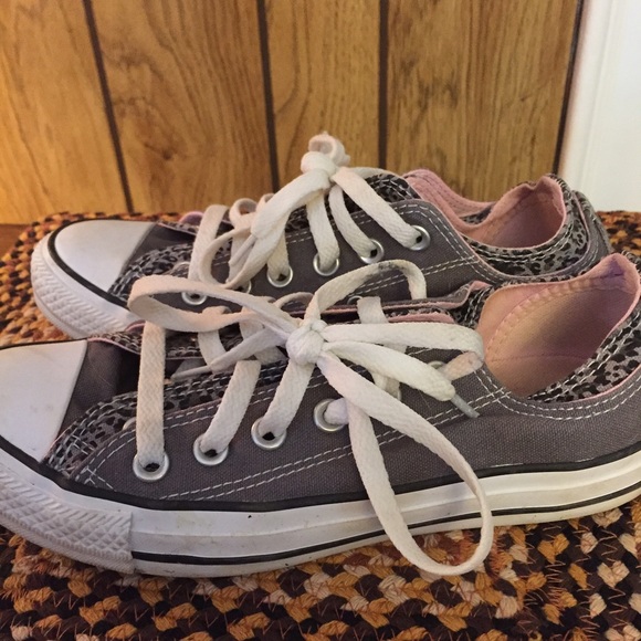 Gray Cheetah Print Converse