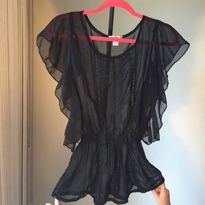 Black Butterfly style blouse