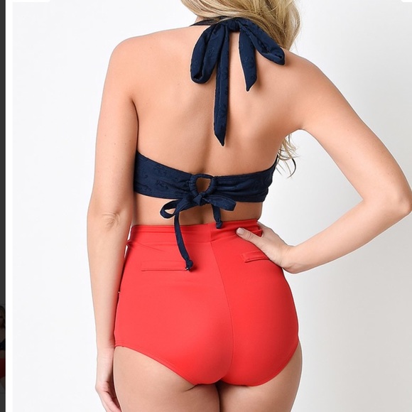 Pin Up Nautical Bikini TOP - Picture 2 of 4