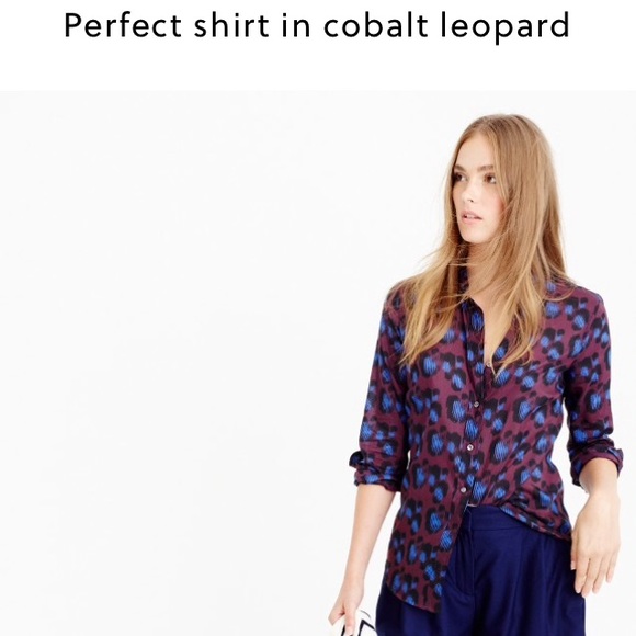 J. Crew Cobalt Leopard Shirt