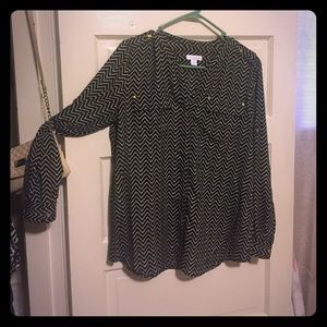 Black and While Chevron Top