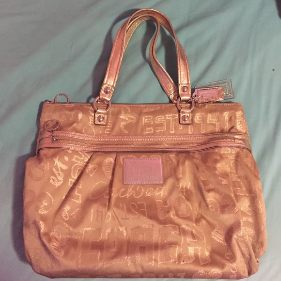 Gold poppy coach shoulder bag