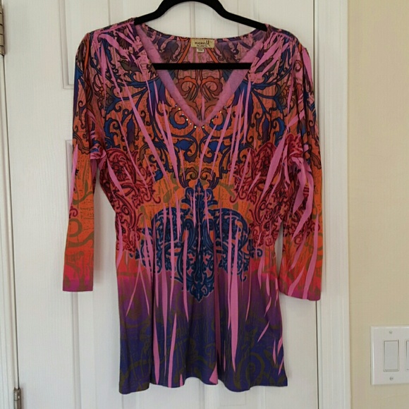 One World Colorful Tunic style Top L