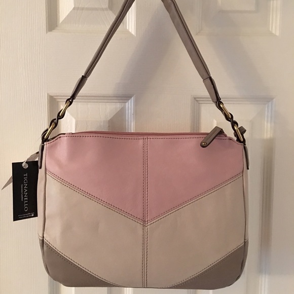 🚫SOLD🚫 Tignanello Pink Gray Nappa Leather Should - Picture 3 of 4