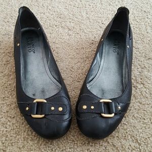 Franco Sarto Black Flats with Buckle