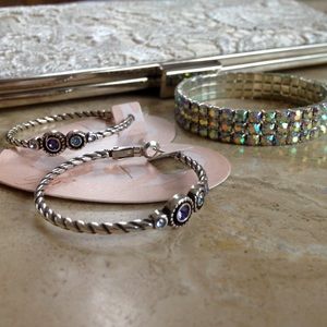 Brighton Halo Hoop Earrings Silver-Tanzanite💍