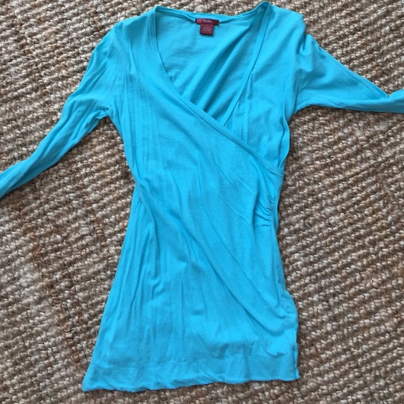 Turquoise faux wrap shirt