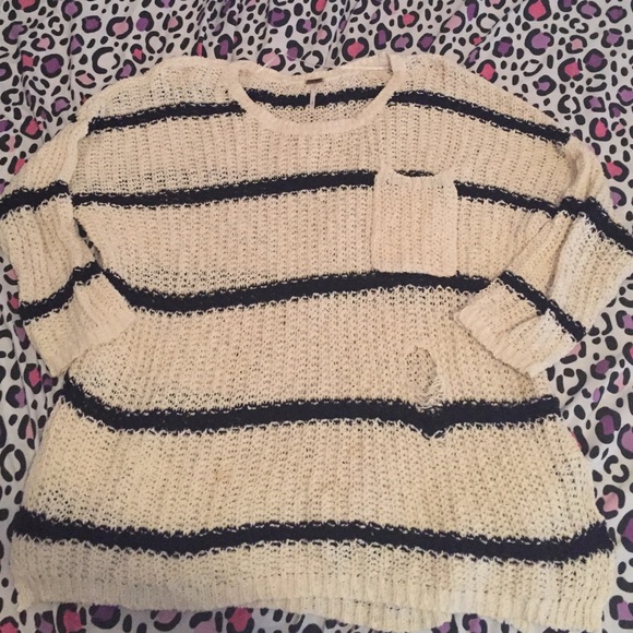 Free People Striped Damaged* Sweater❤️