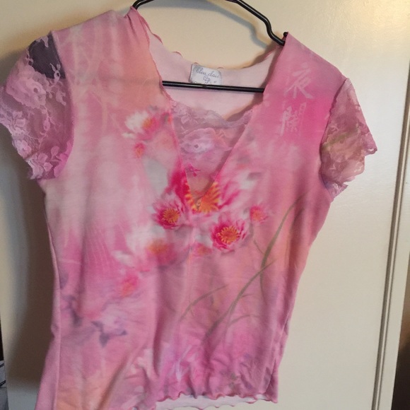 Tie dye inspired lace tee and pants size is medium