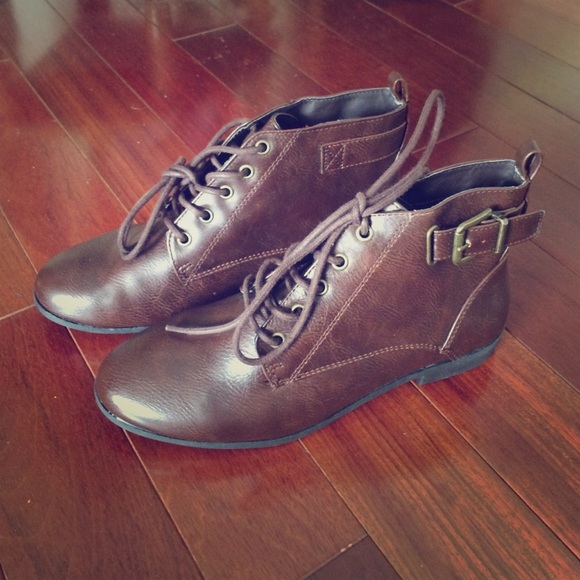 Brown ankle booties size 8
