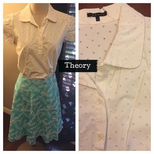 Theory Size M White Cap-Sleeves Holey shirt