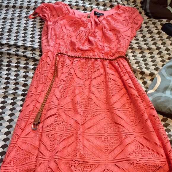 AUW Pink dress with Brown belt