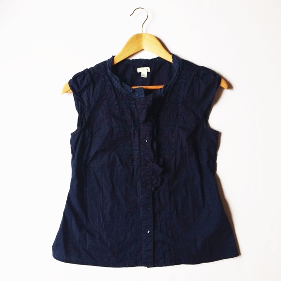 Anthropologie Navy Button Down Blouse