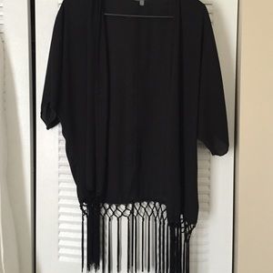 Black Fringe Thin Cardigan