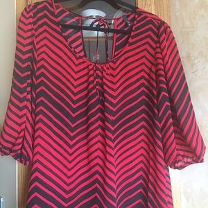 Sheer Chevron Patterned Top w/Super Cute Back