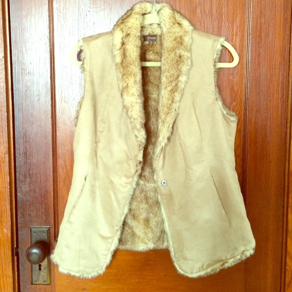 Faux suede and fur vest