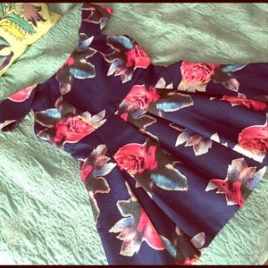 Navy fit and flare floral dress