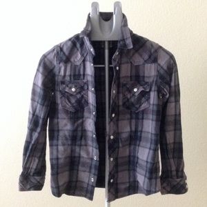 TRUE RELIGION WESTERN PEARL SNAP FLANNEL SHIRT