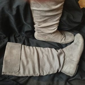 Gray suede boots