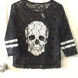 Express skull lace shirt xs new