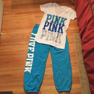 NWOT Victoria secret PINK white and blue set
