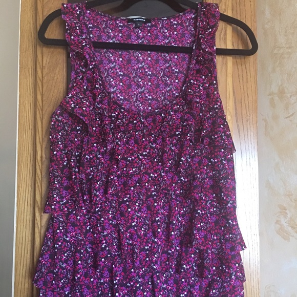 Ruffle-Front Floral Tank