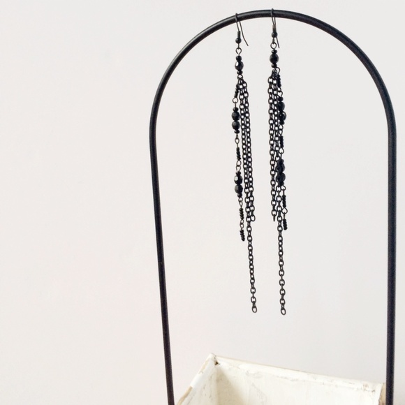 Dangly Black Chain Earrings