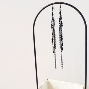 Dangly Black Chain Earrings