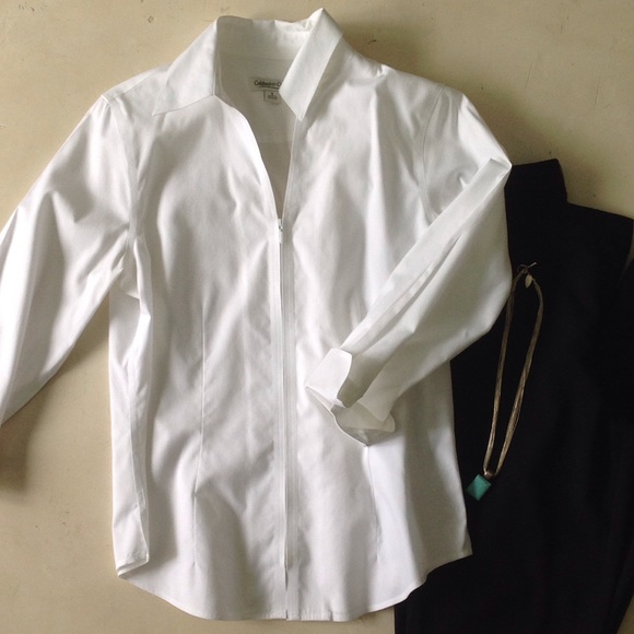 White zip front shirt