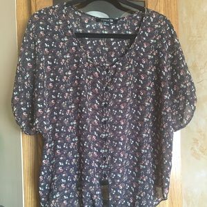 Sheer Floral Print Shirt